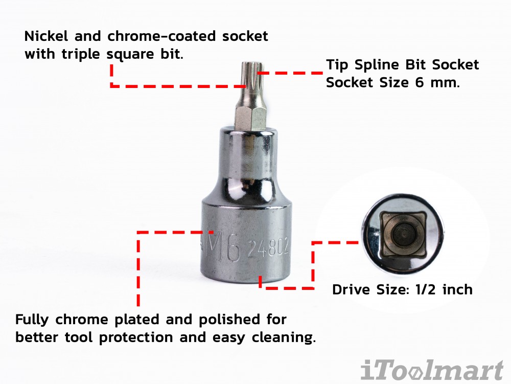 ลูกบล็อกเดือยโผล่ 1/2 นิ้ว 12PT SATA 24802 ขนาด M6x50 mm