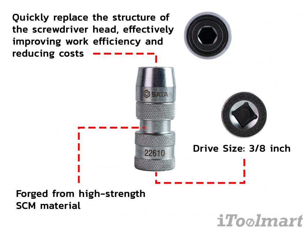 ข้อต่อจับดอกสวมเร็ว 3/8 นิ้ว SATA 22610 ขนาด 60 mm