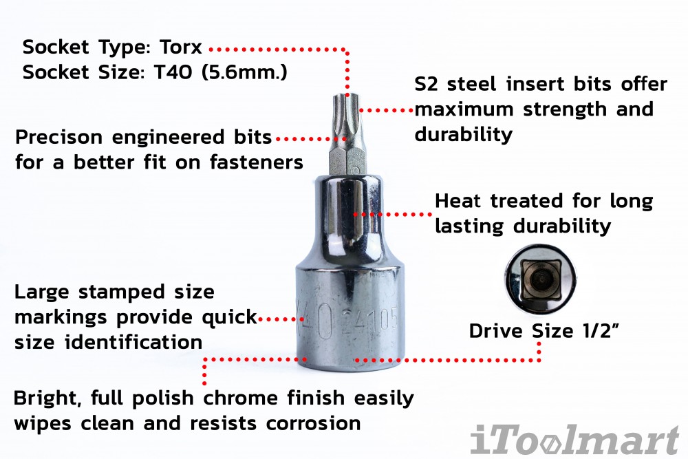 ลูกบล็อกเดือยโผล่ หัวทอกซ์ 1/2 นิ้ว SATA 24105 T40x50 mm