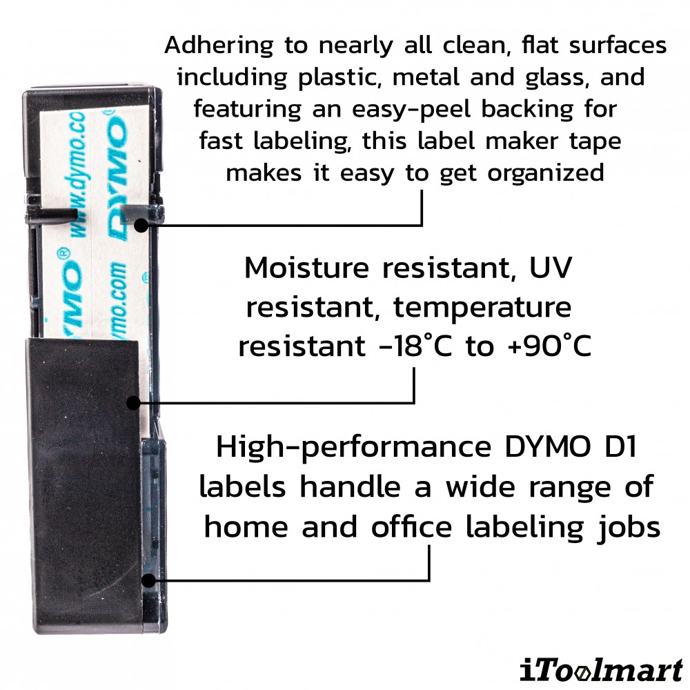 Dymo D1 12MMX7M-TAPE BLACK/WHITE S0720530