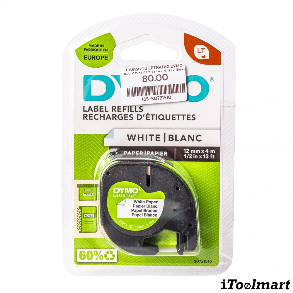 Tape paper DYMO S0721510 Letratag 12 mm. x 4 m. White