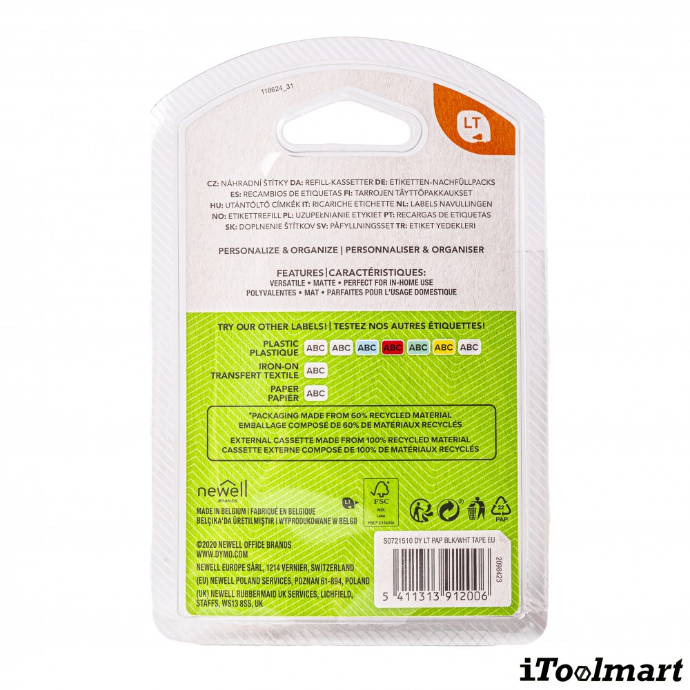 Tape paper DYMO S0721510 Letratag 12 mm. x 4 m. White