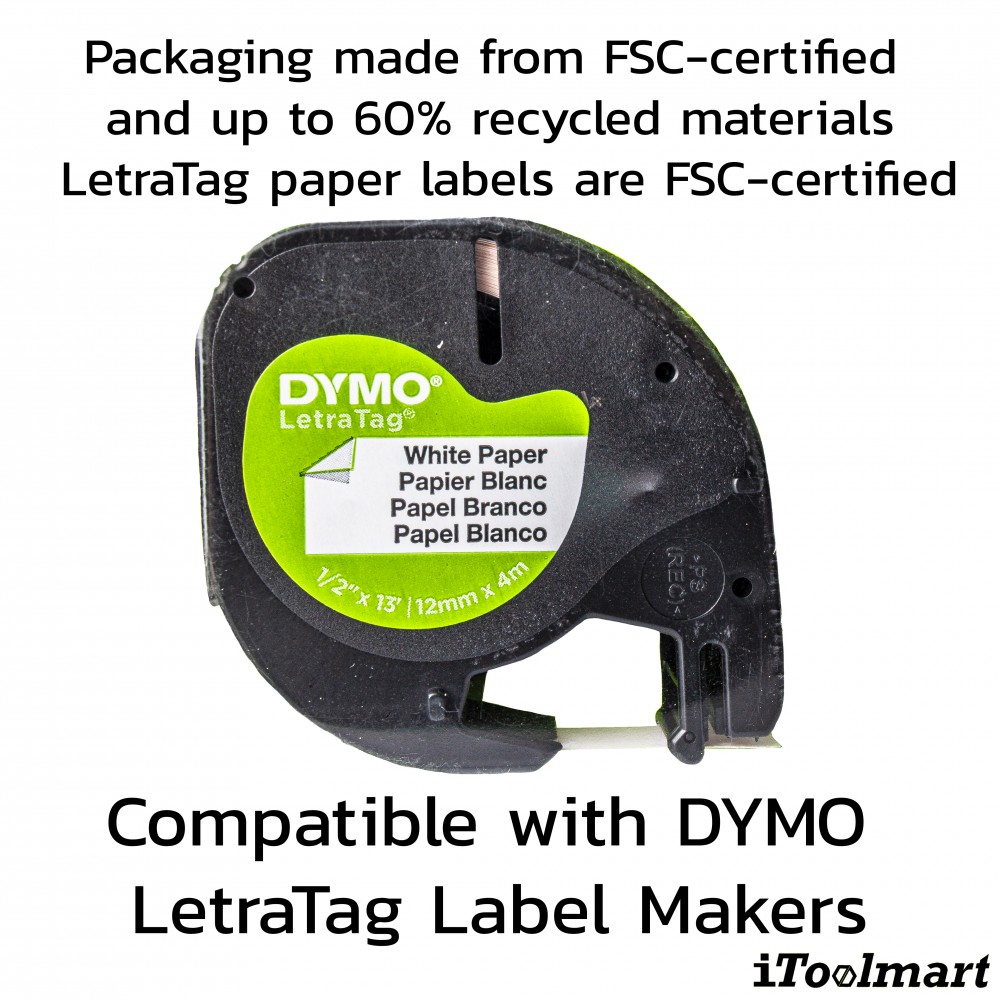 Tape paper DYMO S0721510 Letratag 12 mm. x 4 m. White