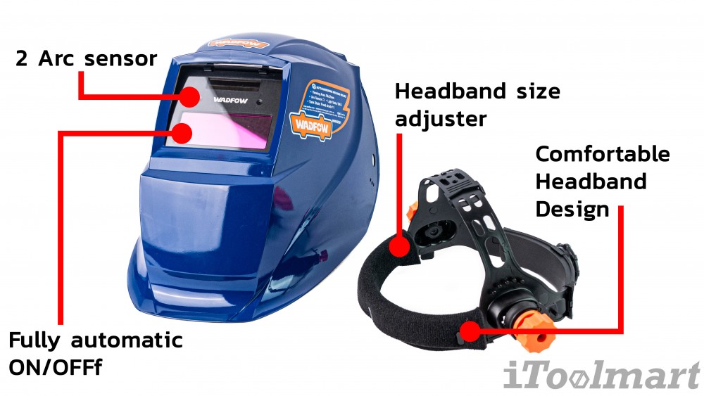 แว่นตางานเชื่อม ปรับแสงอัติโนมัติ WADFOW WWH2501 พื้นที่การมองเห็น 90 x 35 มม 
