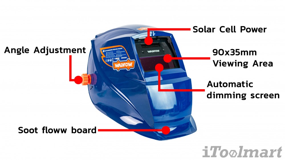 แว่นตางานเชื่อม ปรับแสงอัติโนมัติ WADFOW WWH2501 พื้นที่การมองเห็น 90 x 35 มม 