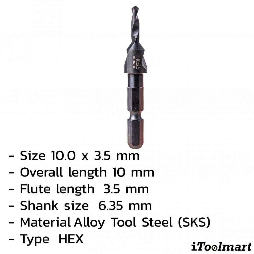 ดอกสว่านเจาะนำ เตเปอร์ ONISHI MS 10 3 5 ขนาด 10 0x3 5 ก้าน Hex