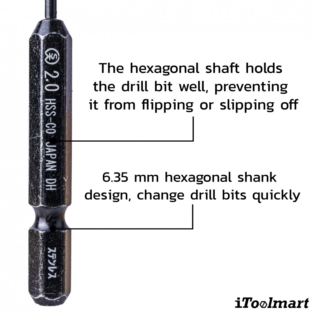 ดอกสว่านเจาะสแตนเลส อย่างดี ONISHI NO 26 ขนาด 2 0 mm  โคบอลต์ ก้าน HEX