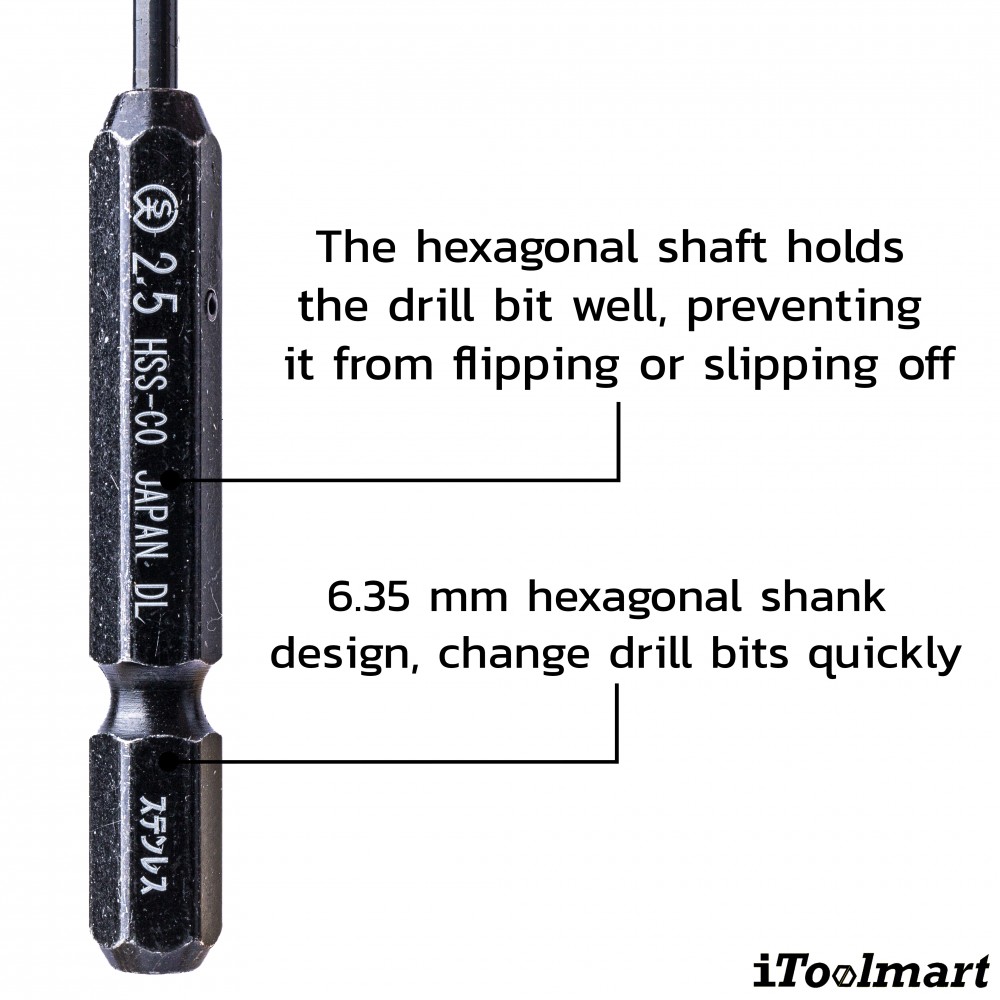 ดอกสว่านเจาะสแตนเลส อย่างดี ONISHI NO 26 ขนาด 2 5 mm โคบอลต์ ก้าน HEX