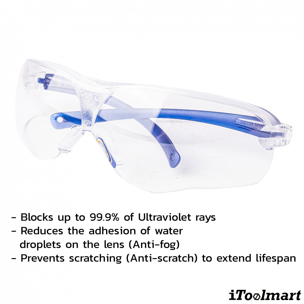 แว่นตานิรภัย เลนส์ใส ขาแว่นสีฟ้า 3M™ V34 Virtua Sport Asian Fit  7100135058 