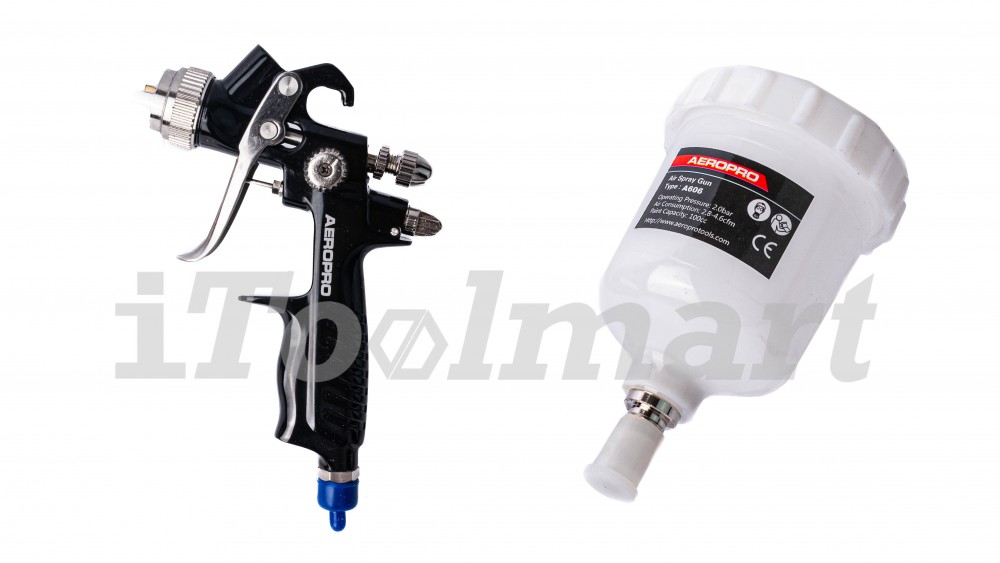 กาพ่นสี รถยนต์ 100CC AEROPRO A606 HVLP หัวพ่น 1 0 mm  กาบน