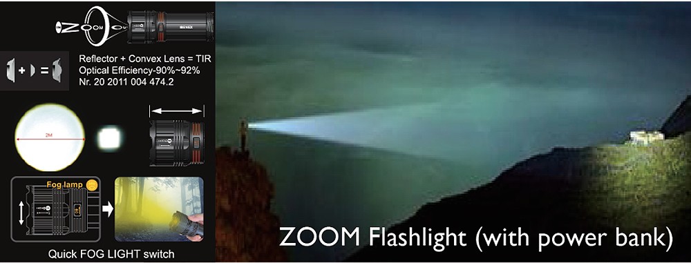 ไฟฉาย LED BENEX Zoom Smart สีดำ