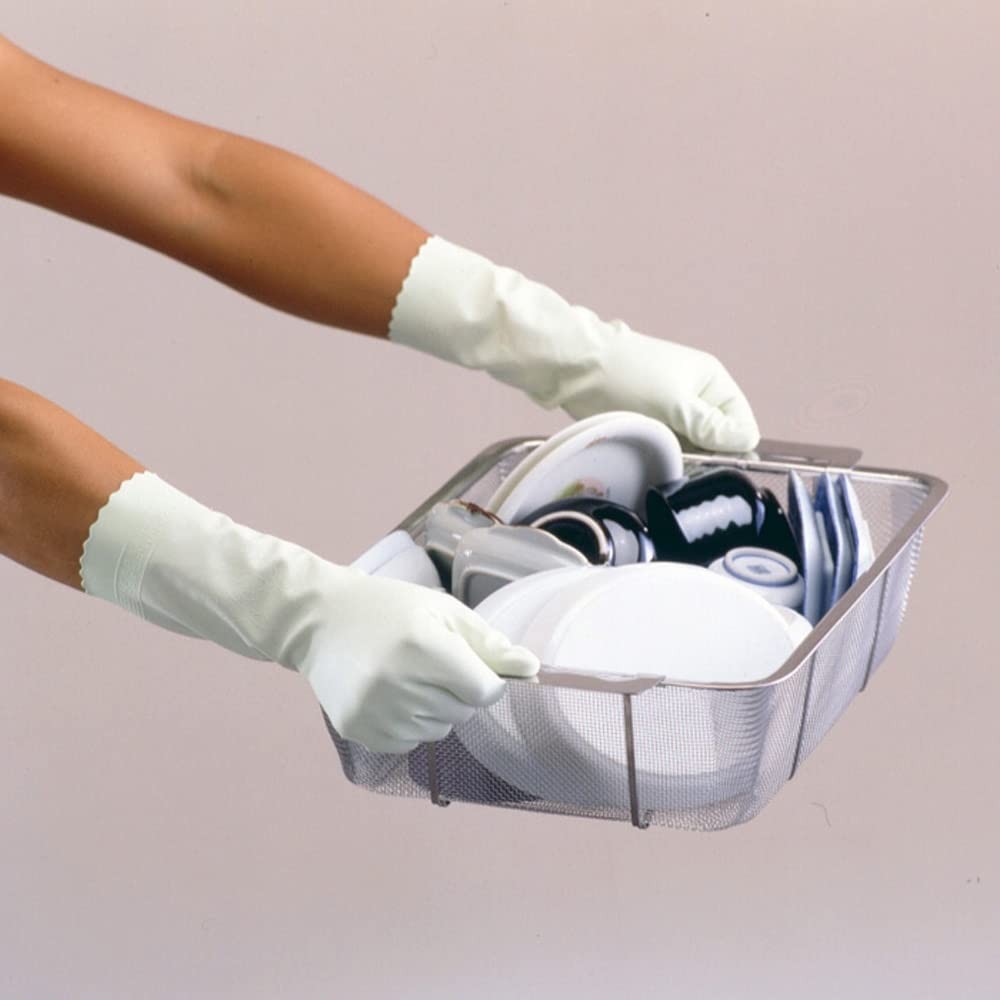 ถุงมือยาง SHOWA GLOVES NO130-M PVC Thick Gloves Vinytop สีขาว Size M