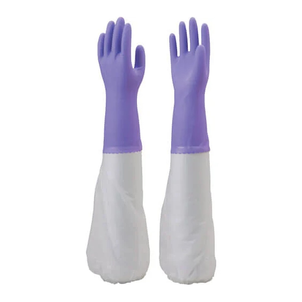ถุงมือไวนิล พร้อมปลอกแขนยาว SHOWA GLOVES NO140 Thick gloves with arm covers สีม่วง Size L