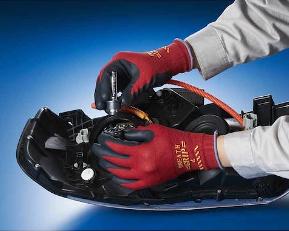 ถุงมือไนไตรล์ SHOWA GLOVES NO380R Breath Grip Type R แดง ไซส์ S