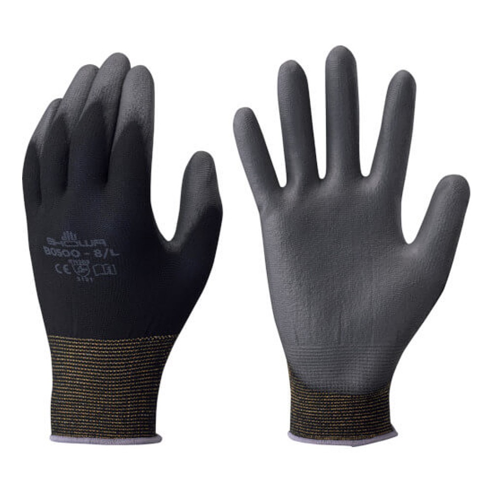 ถุงมือยูรีเทน SHOWA GLOVES Unlined B0500 Palm Fit Gloves สีดำ Size L
