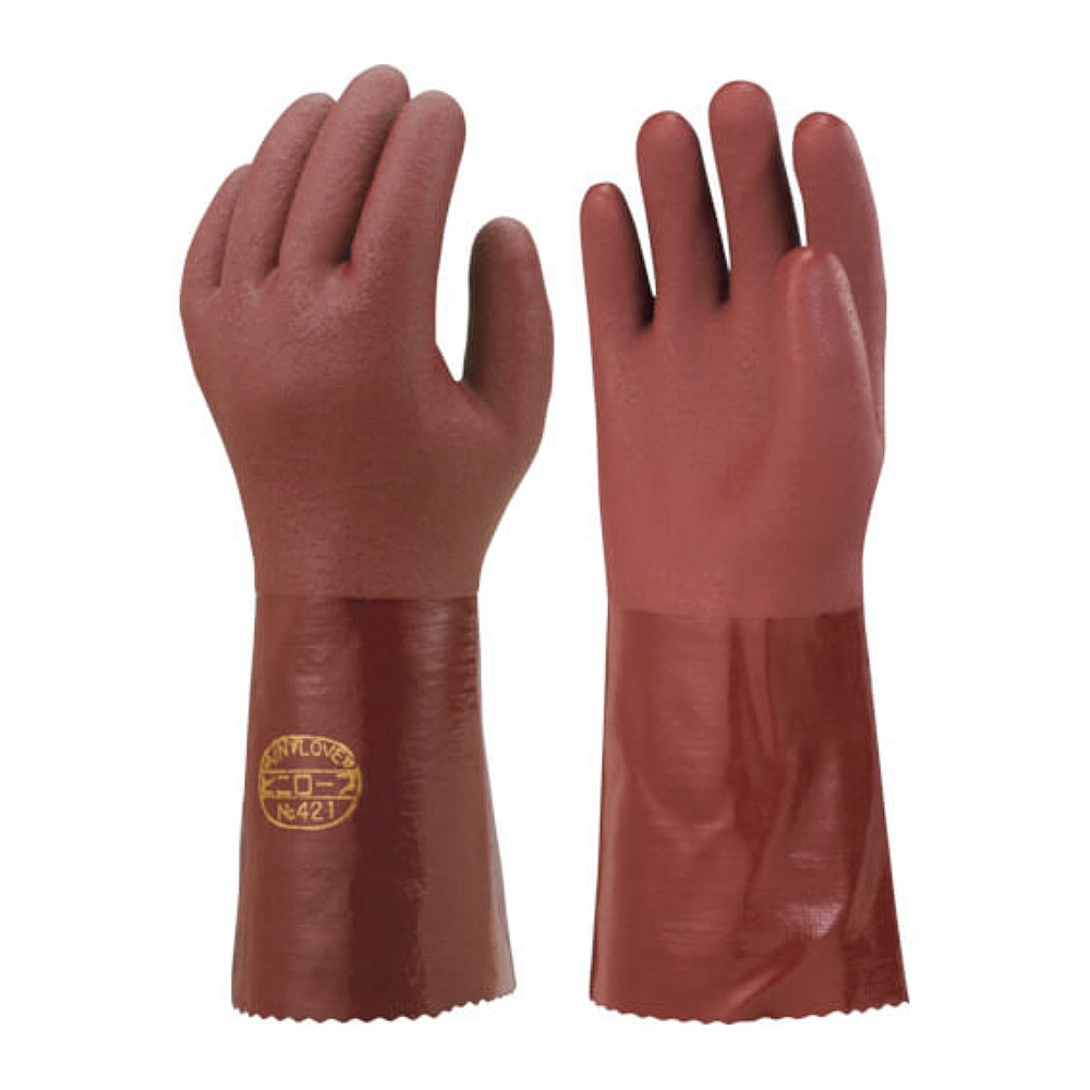 ถุงมือ SHOWA GLOVES NO421 PVC Gloves Vinylove Long Type สีน้ำตาล ไซส์ M