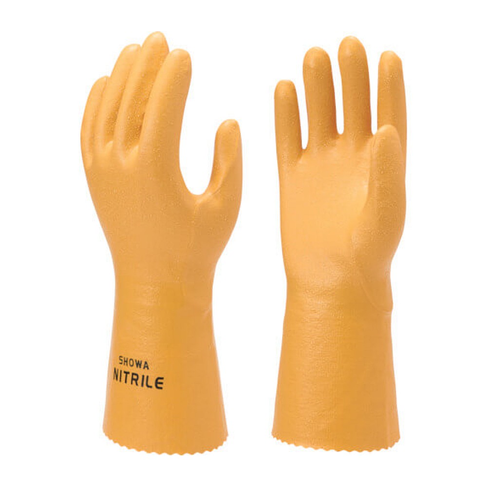 ถุงมือไนไตรล์ SHOWA GLOVES NO771 Nitrile Rubber Gloves Long Type สำหรับงานประมง สีเหลือง Size M