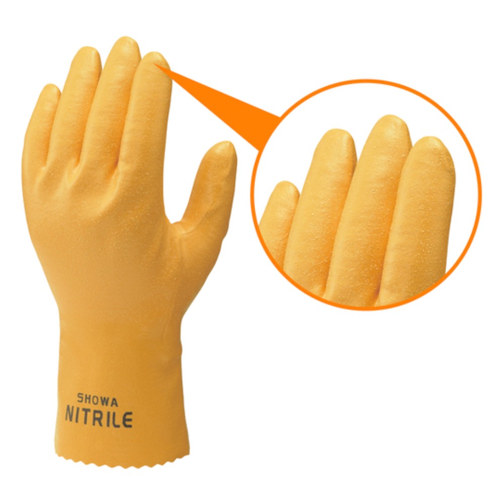 ถุงมือไนไตรล์ SHOWA GLOVES NO771 Nitrile Rubber Gloves Long Type สำหรับงานประมง สีเหลือง Size M