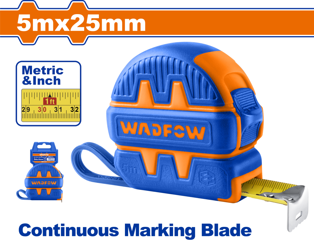 ตลับเมตร WADFOW WMT1230 ขนาด 5m x 25 mm.