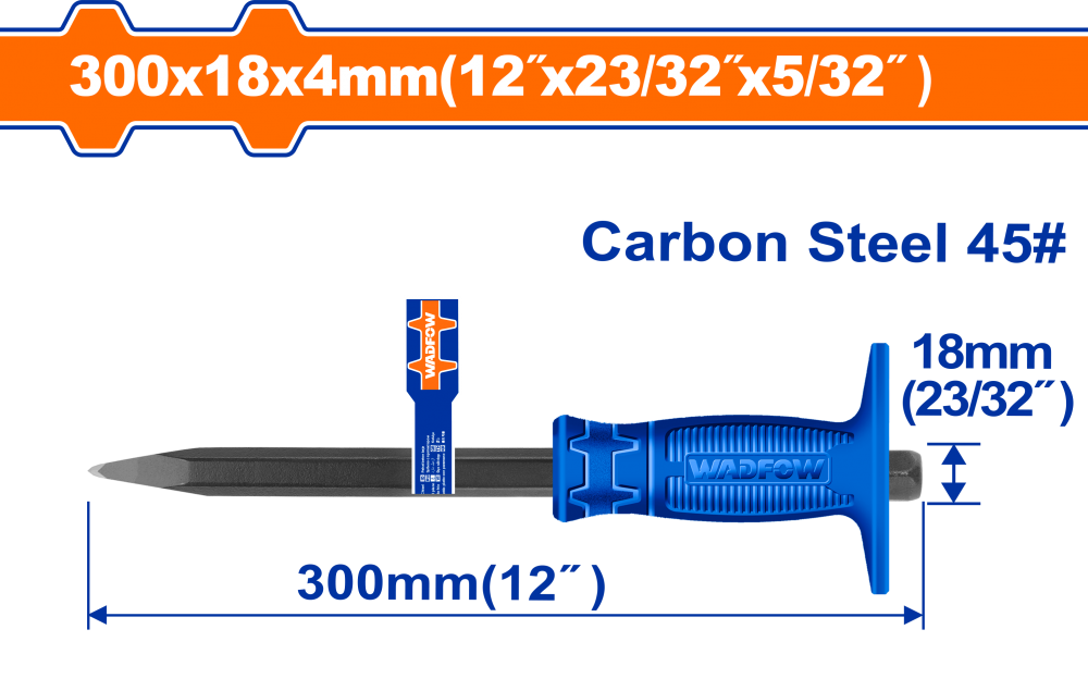 เหล็กสกัด ปากแหลม WADFOW WCC1304 Carbon Steel ขนาด 12 นิ้ว