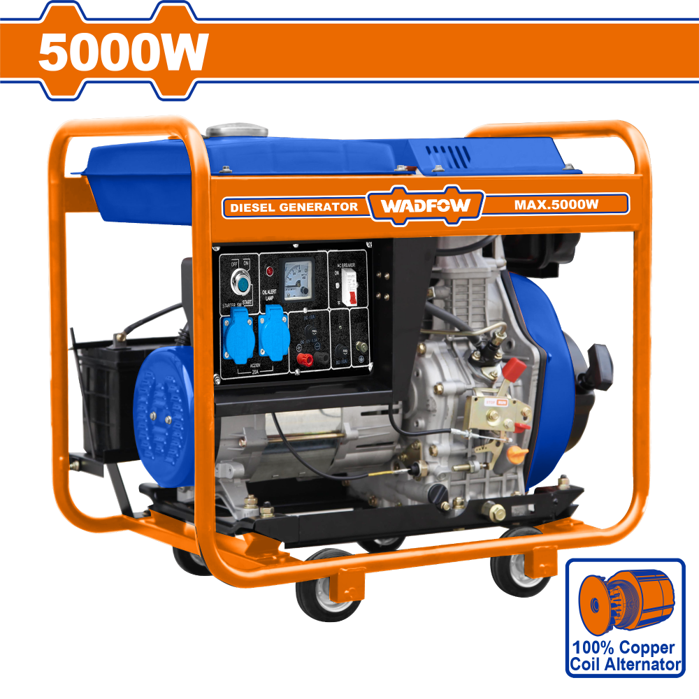 เครื่องปั่นไฟ ดีเซล WADFOW WDG1A50 กำลังไฟ 5.0 kW
