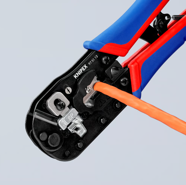 คีมย้ำสายแลน KNIPEX 97 51 13 คีมย้ำหางปลา สำหรับปลั๊กแบบตะวันตก
