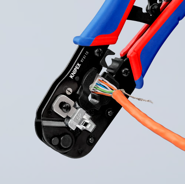 คีมย้ำสายแลน KNIPEX 97 51 13 คีมย้ำหางปลา สำหรับปลั๊กแบบตะวันตก
