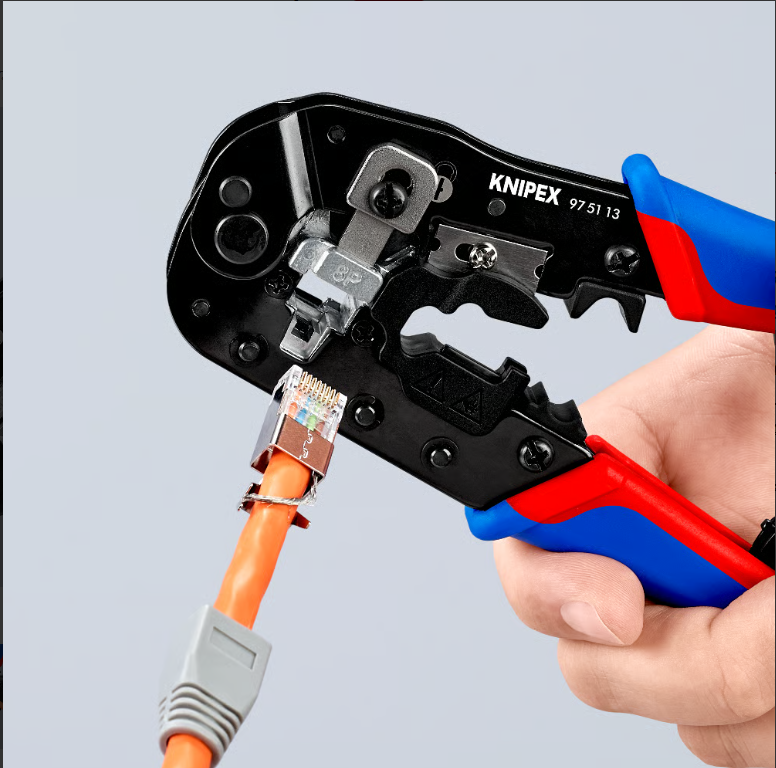 คีมย้ำสายแลน KNIPEX 97 51 13 คีมย้ำหางปลา สำหรับปลั๊กแบบตะวันตก