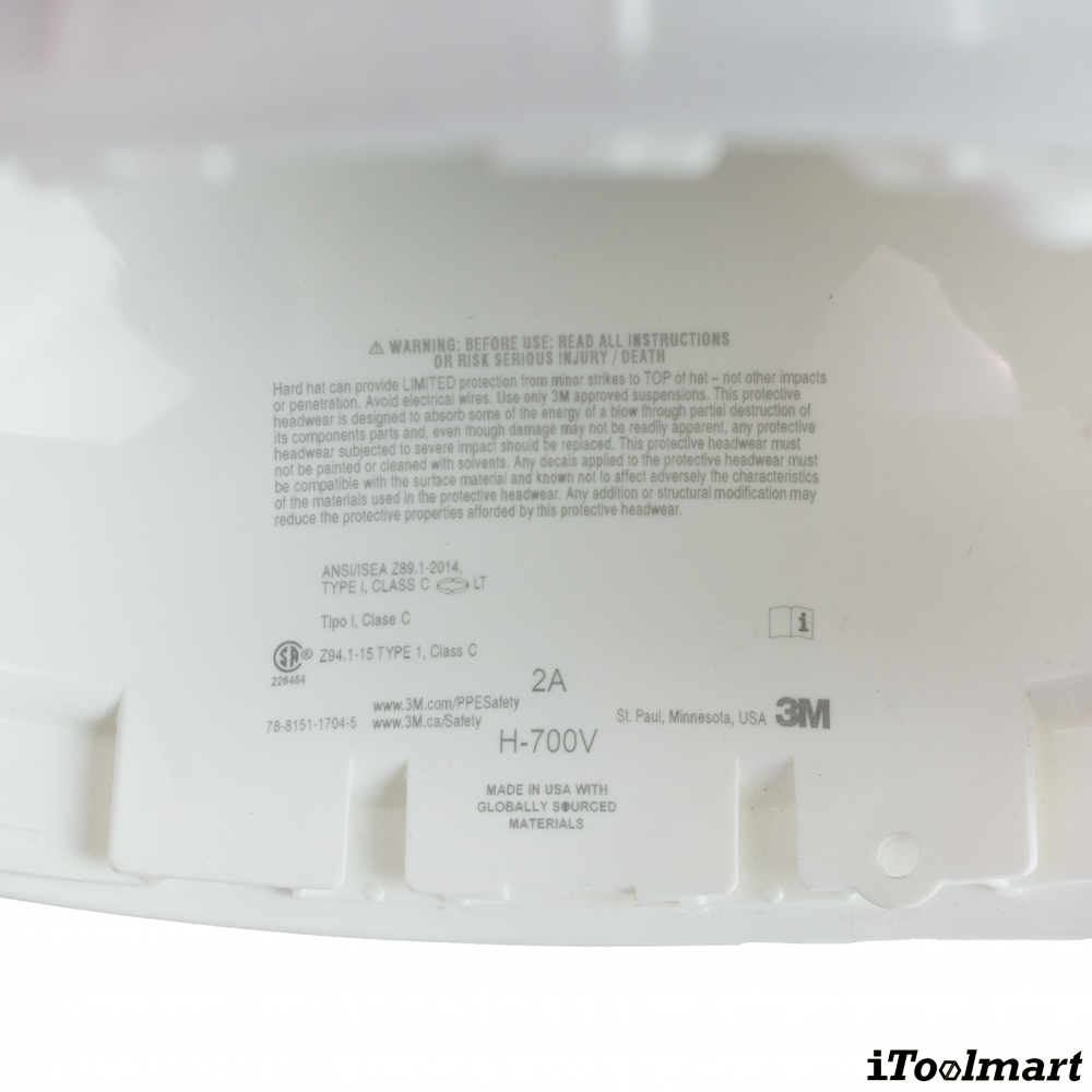 หมวกนิรภัย 3M™ H 701SFV แบบปรับหมุนระบายอากาศ  สีขาว  ไม่รวมสายรัดคาง  7100239984