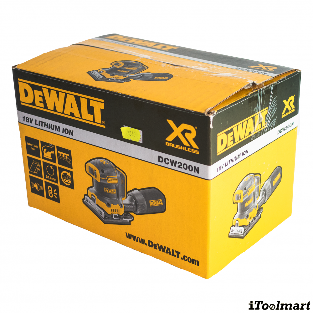 เครื่องขัดกระดาษทราย ไร้สาย DEWALT DCW200N XJ 20V Max ขนาด 1 4 แผ่น  ตัวเปล่า 