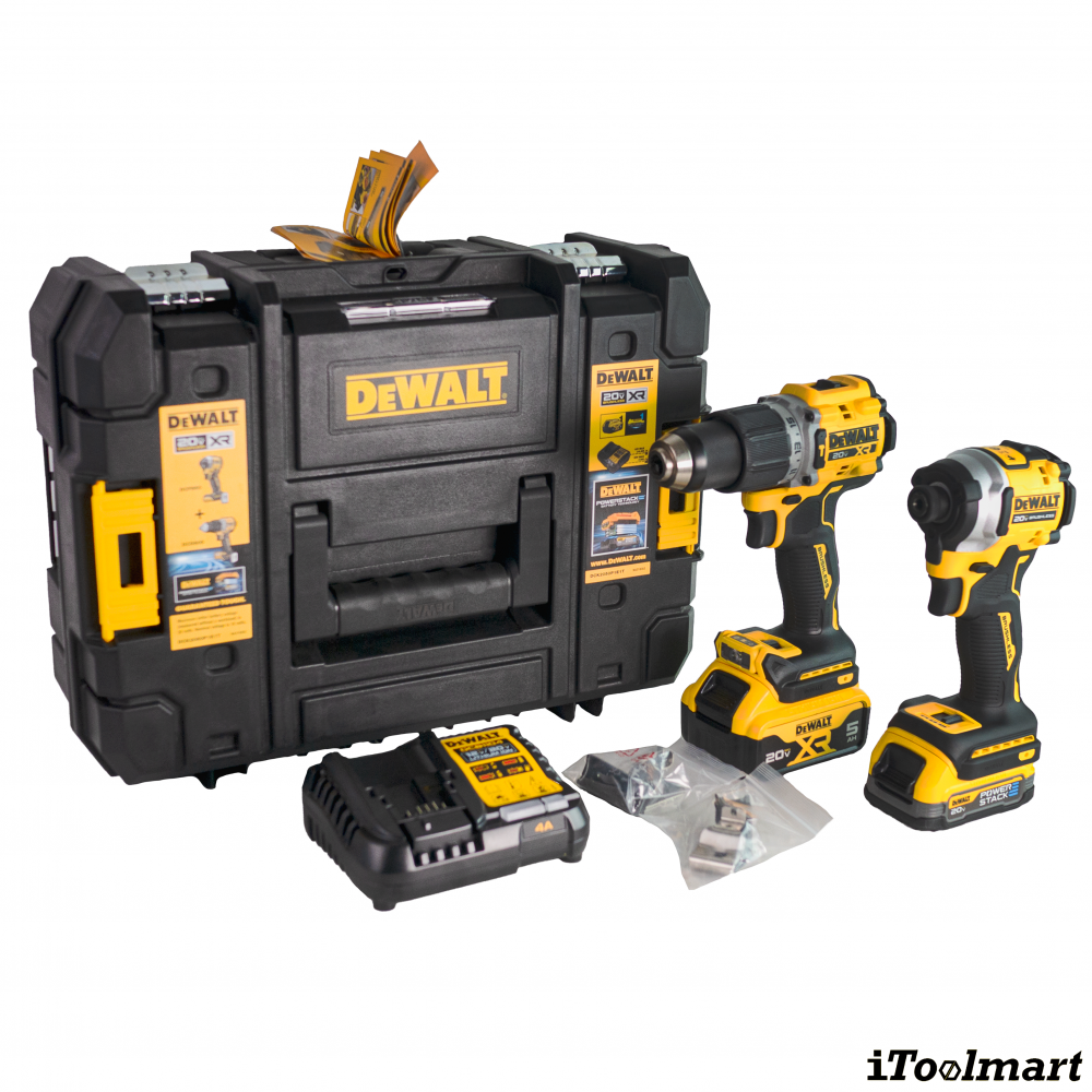 ชุดสว่านกระแทกและไขควงกระแทกไร้สาย Dewalt DCK2050P1E1T B1