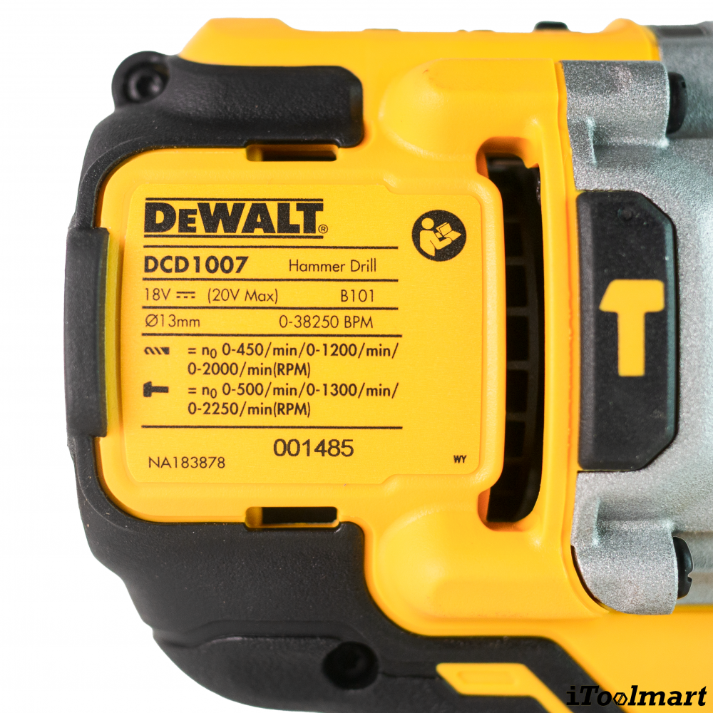 สว่านกระแทกไร้สาย DeWALT DCD1007B 20VMax มอเตอร์ไร้แปรงถ่าน แรงบิดสูงสุด 169 นิวตันเมตร  ตัวเปล่า 