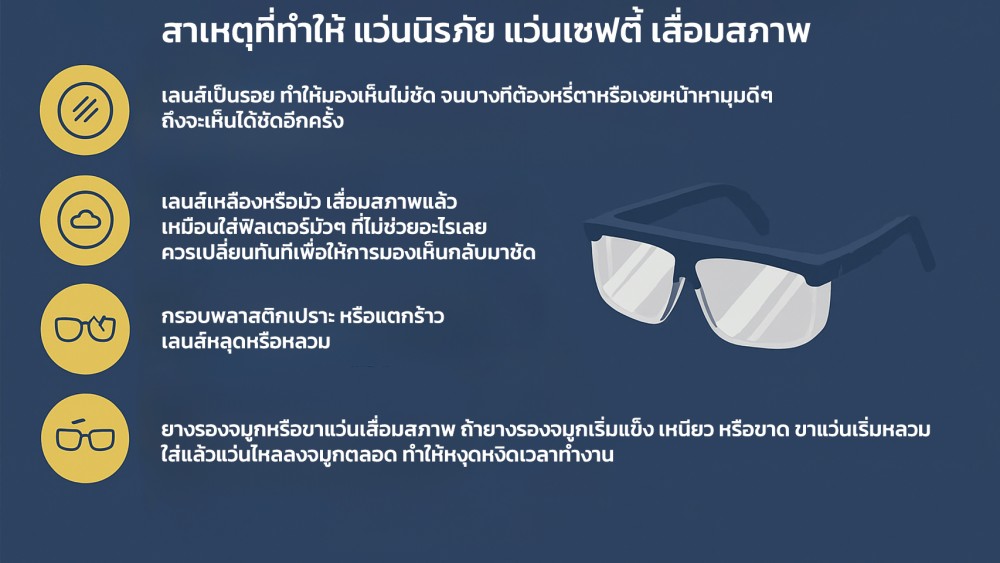 แว่นนิรภัย แว่นเซฟตี้ มีวันหมดอายุไหม เมื่อไหร่ถึงเปลี่ยน