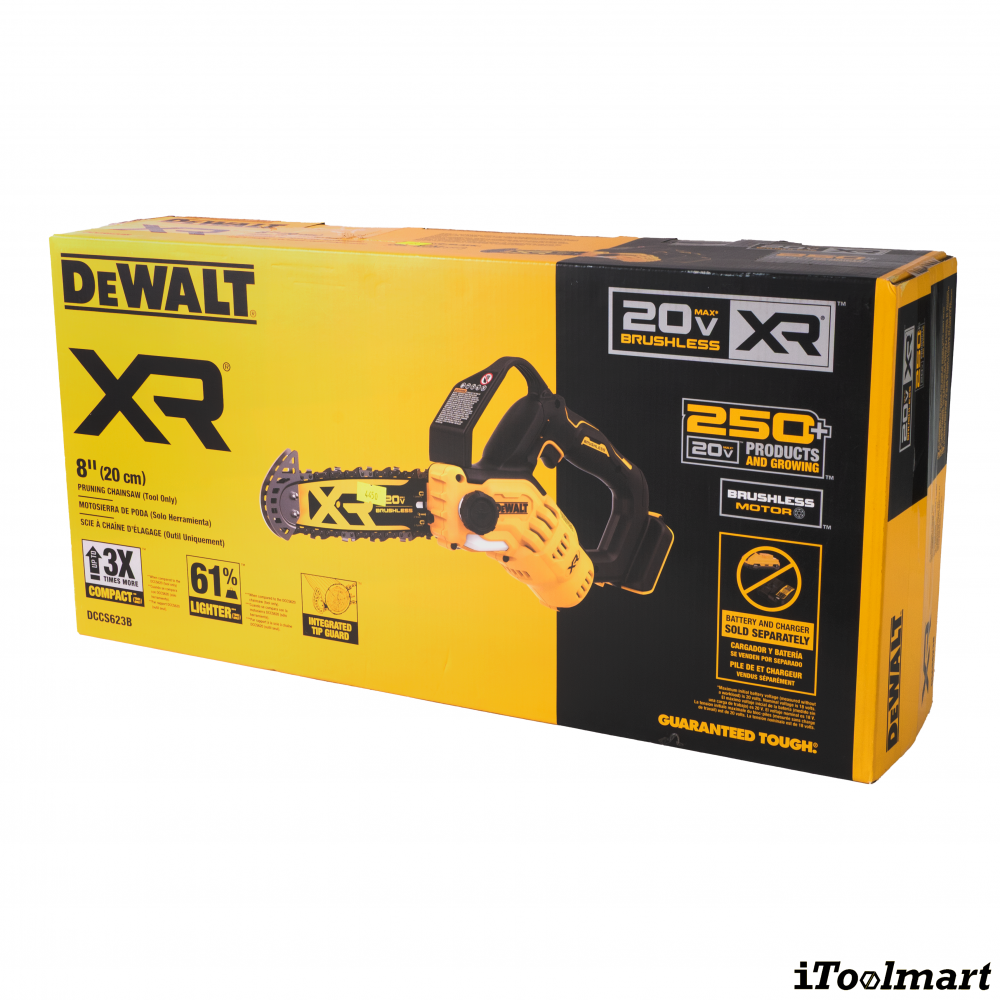 เลื่อยโซ่แบตเตอรี่ DEWALT DCCS623 ขนาด 8 นิ้ว 20V   ตัวเปล่า 