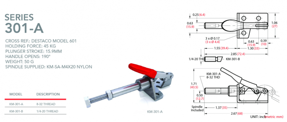 แคลมป์จับชิ้นงาน HOLKEN 301 A PUSH PULL TOGGLE CLAMP แรงยึด 45 kg