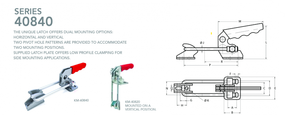 แคลมป์จับชิ้นงาน HOLKEN 40840 Latch type toggle clamp แรงยึด 250 kg