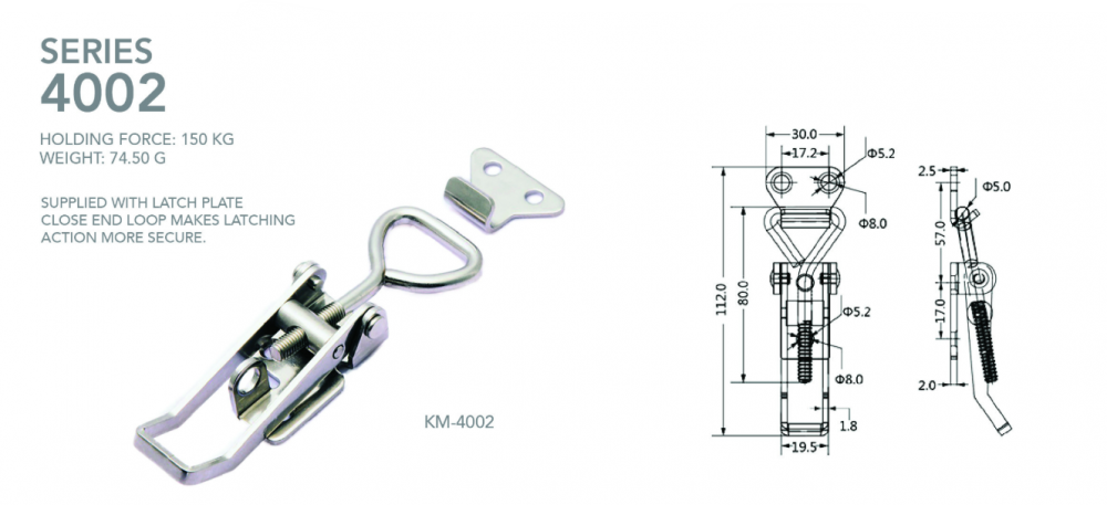 แคลมป์จับชิ้นงาน HOLKEN 4002 Latch type toggle clamp แรงยึด 150 kg