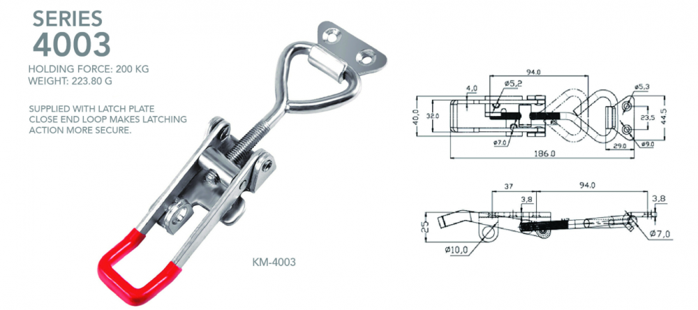 แคลมป์จับชิ้นงาน HOLKEN 4003 Latch type toggle clamp แรงยึด 200 kg