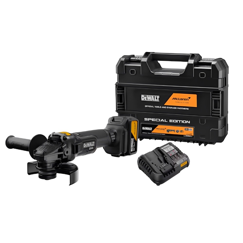 เครื่องเจียรไร้สาย DEWALT DCG45MP1T B1 ขนาด 100 มม  พร้อมแบตเตอรี่ 5Ah 1 ก้อน และแท่นชาร์จ