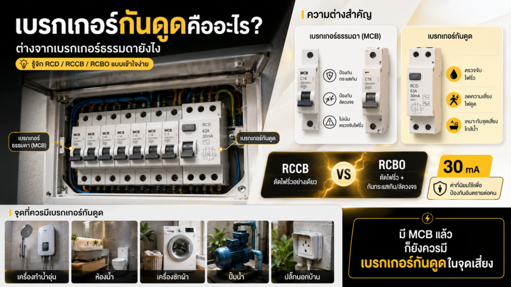 เบรกเกอร์กันดูดคืออะไร ต่างจากเบรกเกอร์ธรรมดายังไง