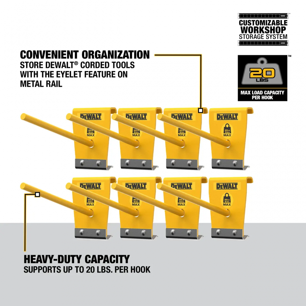 ชุดตะขอแขวนเครื่องมือไฟฟ้า DEWALT DWST82817  8 ชิ้น แพ็ค 