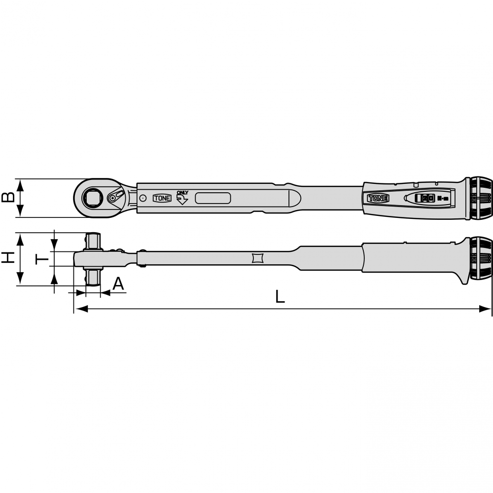 ประแจทอร์ค TONE T6MN300R แบบตั้งค่าล่วงหน้าสำหรับสกรูซ้ายและขวา