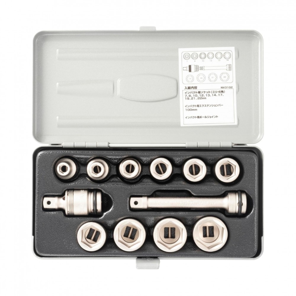 ชุดลูกบล็อกกระแทก TONE NV3102 ขนาด 3 8 นิ้ว พร้อมกล่องอุปกรณ์ครบชุด