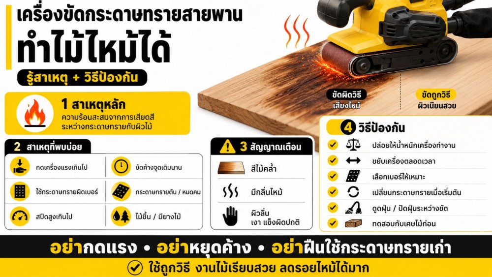 ทำไม เครื่องขัดกระดาษทรายสายพาน ถึง “ทำไม้ไหม้” ได้ ทำไม เครื่องขัดกระดาษทรายสายพาน ถึง “ทำไม้ไหม้” ได้