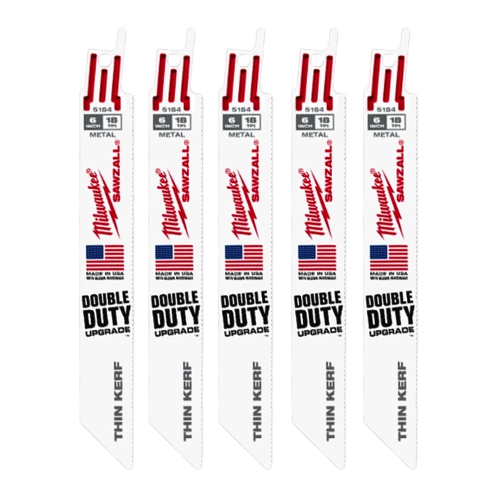 ใบเลื่อยชัก ตัดโลหะ Milwaukee 48 47 5184 18TPI Thin Kerf SAWZALL™ Blade ขนาด 6 นิ้ว  5 ใบ ชุด 
