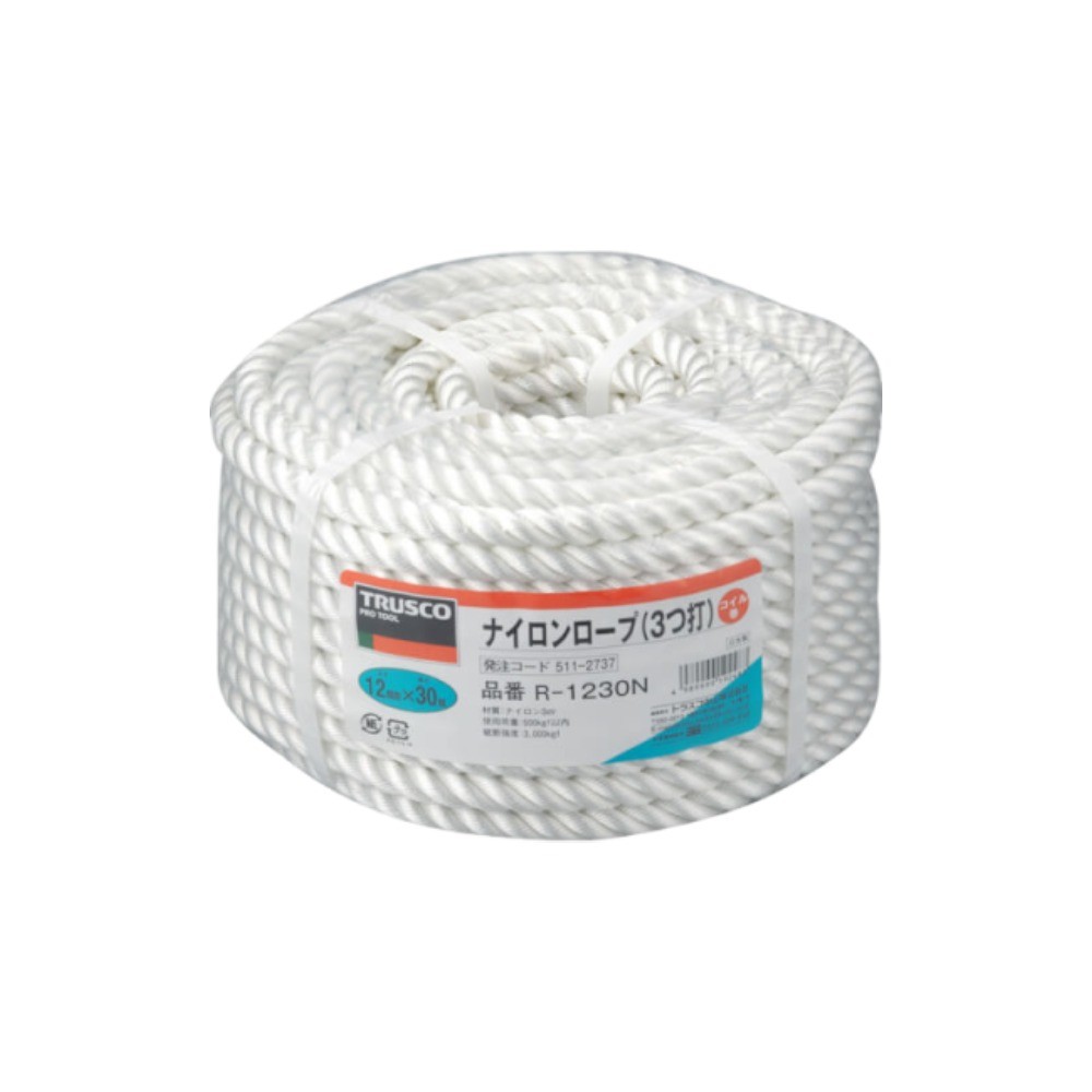 เชือกไนล่อน TRUSCO R1230N ขนาด 12 มม  เกลียว 3 เส้น แข็งแรงทนทาน