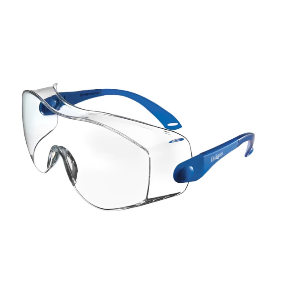 แว่นตานิรภัย Dräger X pect 8120 สวมทับ ขาสีน้ำเงิน