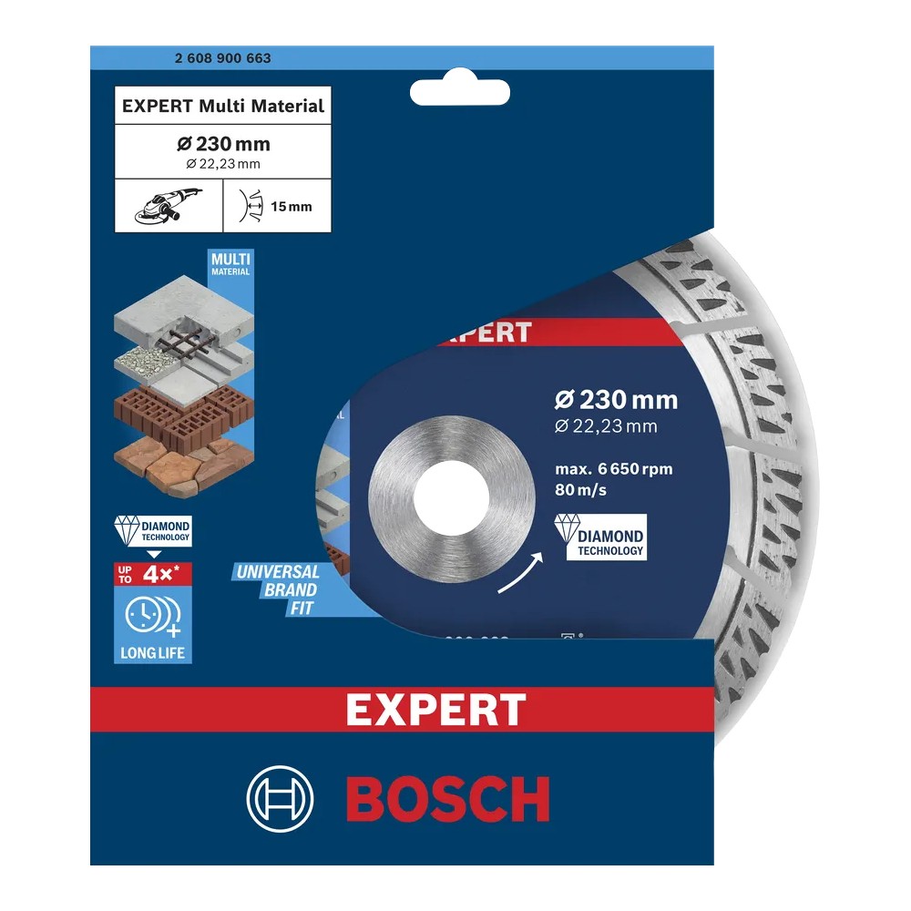 ใบตัดเพชร BOSCH 2 608 900 663 EXPERT Multi Material ขนาด 115 x 22 23 x 2 4 x 15 มม 