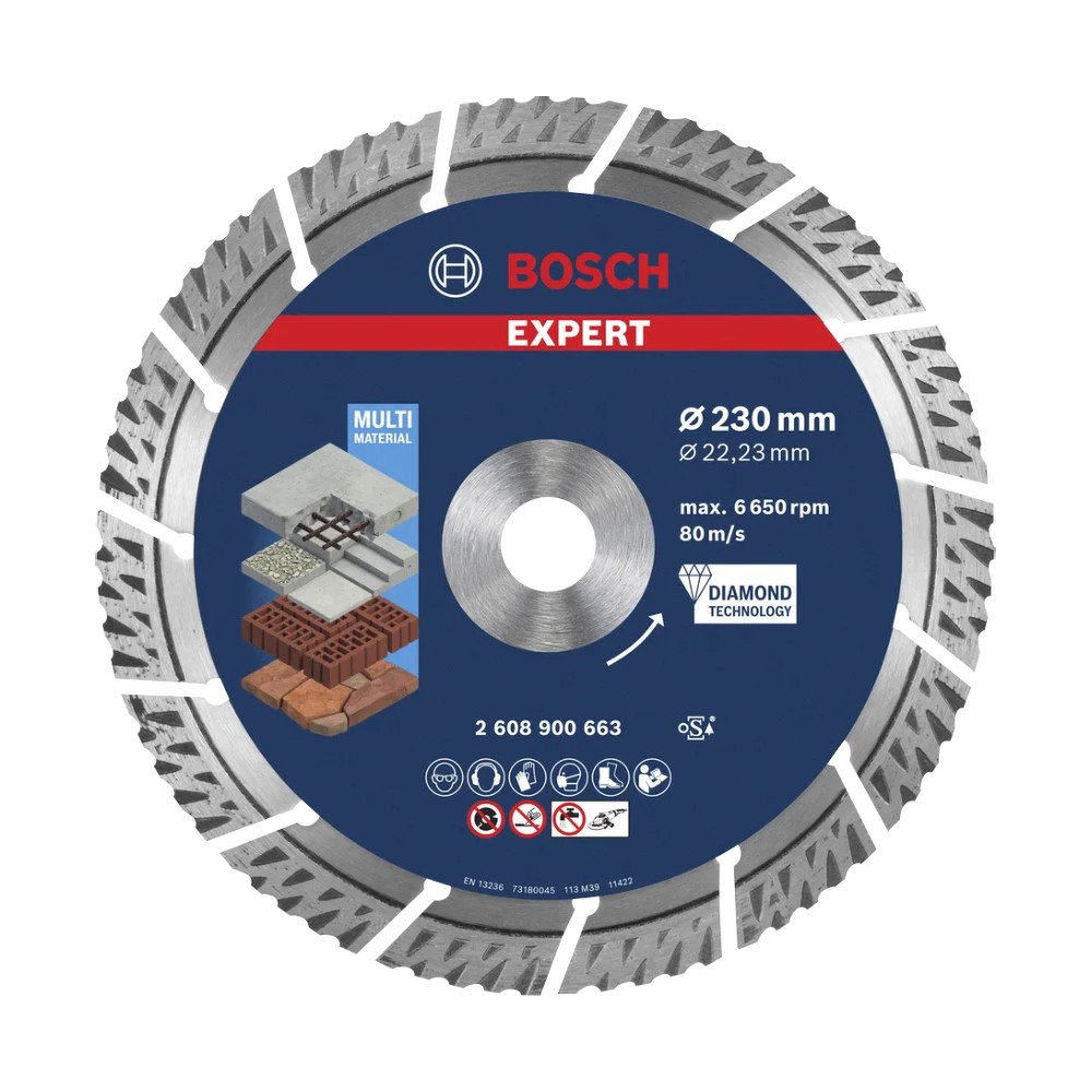 ใบตัดเพชร BOSCH 2 608 900 663 EXPERT Multi Material ขนาด 115 x 22 23 x 2 4 x 15 มม 