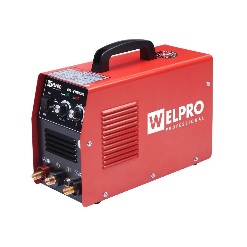 เครื่องเชื่อมอินเวอร์เตอร์ 2 ระบบ WELPRO PRO TIG MMA 200 ช่วงกระแสไฟเชื่อม 10 - 200 แอมป์